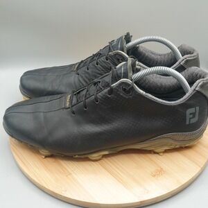 FOOTJOY DNA Helix Leather Golf Shoes Mens 11 M Black Sports Comfort 53455 Flaws‎